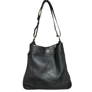 Tory Burch Robinson Black Pebbled Leather Hobo Bag